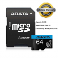 بطاقة ذاكرة من ايه داتا سعة 64 جيجا- ADATA 64GB Premier microSDXC UHS-I / Class 10 V10 A1 Memory Card with SD Adapte