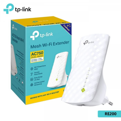 تب لينك مُقوى وموسع إشارة واي فاي ايه سي 750 لون أبيض- TP-Link AC750 Mesh Wi-Fi Range Extender