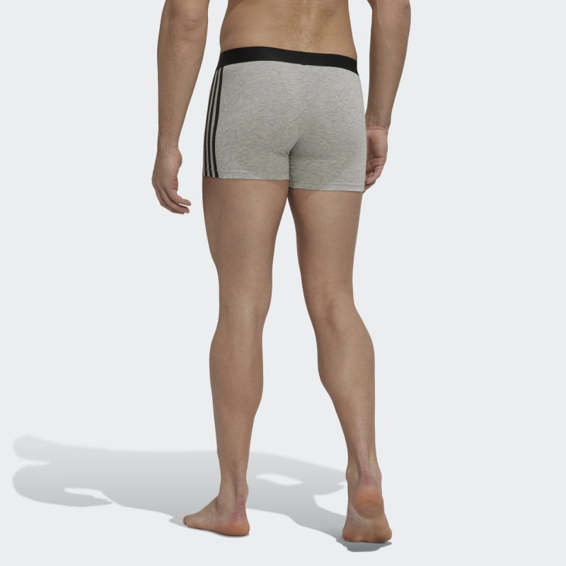 بوكسر اديداس اكتيف فليكس (3 قطع) للرجال لون سكني- adidas Mens' Active Flex Cotton 3-Stripes Trunk Briefs Boxer - Grey
