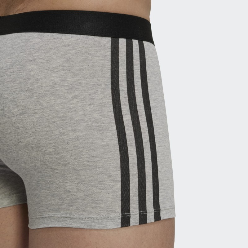 بوكسر اديداس اكتيف فليكس (3 قطع) للرجال لون سكني- adidas Mens' Active Flex Cotton 3-Stripes Trunk Briefs Boxer - Grey