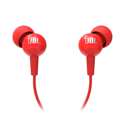 سماعات اذن سلكية من جي بي ال لون أحمر-JBL C100 Wired In Ear Headphones with Mic Red