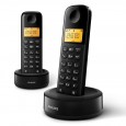 هاتف لاسلكي فيليبس يد عدد 2 لون أسود- Philips Cordless telephone D1602B 1.6" display