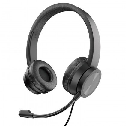 سماعات رأس ستيريو تايب سي مع وصلة يو بي سي مع وصلة اوكس وميكروفون لون أسود-Stereo 3.5mm Type C Headset Noise Cancelling Mic-Call, Phone, Gaming, Music