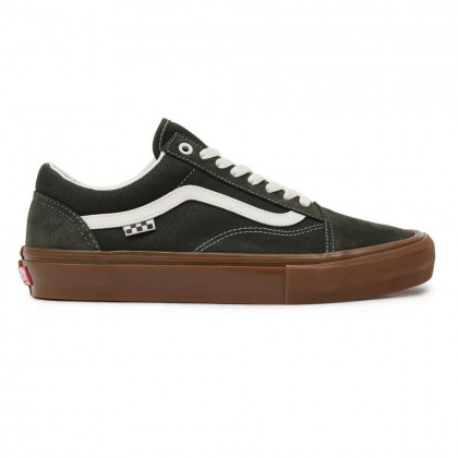 حذاء فانز اولد سكيت سكول للرجال لون أخضر غامق ونعل بني- Vans Mens' Skate Old Skool Shoes