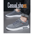 حذاء كاجوال جلد للرجال لون رمادي ونعل أبيض- Mens Causal Shoes