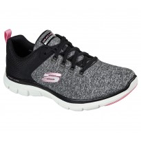 حذاء سكيتشرز فليكس ابريل 4.0 للنساء لون أسود وزهري ونعل أبيض- Skechers Women's Flex Appeal 4.0 Shoes