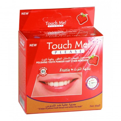 مسحوق لتبييض الأسنان المطور بنكهة التوت من تش مي حجم 50 غم- Touch Me Please Polishing Tooth Powder Fast Stain Remover, Fruitix 50g