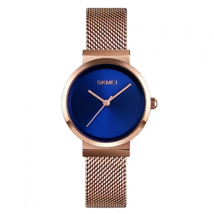 ساعة يد كوارتز من سكيمي للنساء لون نحاسي- SKMEI 1595 Elegant Steel Mesh Belt Analog Watch