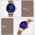 ساعة يد كوارتز من سكيمي للنساء لون نحاسي- SKMEI 1595 Elegant Steel Mesh Belt Analog Watch