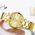 ساعة يد كوارتز رسمية من ميني فوكس للنساء لون ذهبي- Mini Focus Women' Casual Analog Metal Watch