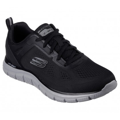 حذاء سكيتشرز تراك برودر للرجال لون أسود ونعل رمادي- Skechers Men's Sport Track Broader Shoes