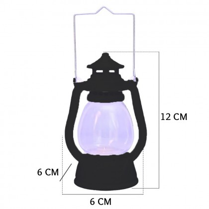 فانوس رمضان مع تعليقة معدنية تعمل بالبطارية لون أسود وأبيض