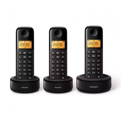 هاتف لاسلكي فيليبس يد عدد 3 لون أسود- Philips Cordless telephone D160 Tiro 1.6" display