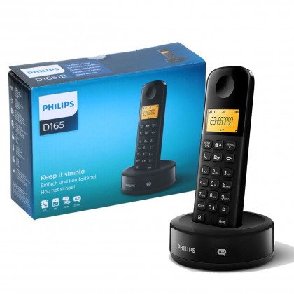 هاتف لاسلكي فيليبس يد واحدة لون أسود- Philips Cordless telephone D165 1.6" display