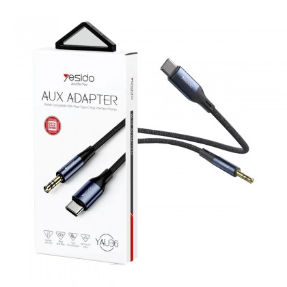 كابل يسيدو محول صوت Aux منفذ تايب سي إلى 3.5 ميلي طول 1 متر- Yesido Yau36 AUX Adapter Widely Compatible With most Type C Cable