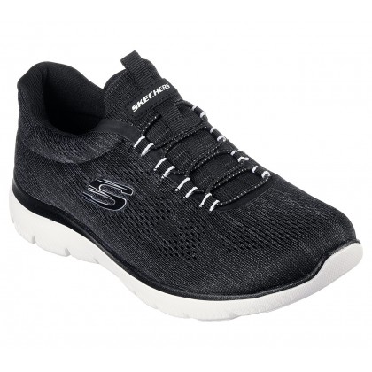 حذاء سكيتشرز سوميتس- فان فلير للنساء لون أسود ونعل أبيض- Skechers Women's Summits - Fun Flair Shoes