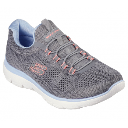 حذاء سكيتشرز سوميتس- فان فلير للنساء لون رمادي ونعل أبيض- Skechers Women's Summits - Fun Flair Shoes