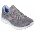 حذاء سكيتشرز سوميتس- فان فلير للنساء لون رمادي ونعل أبيض- Skechers Women's Summits - Fun Flair Shoes