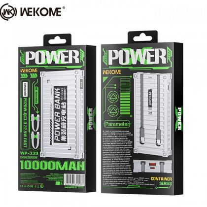 باور بانك سعة 10000 ميلي أمبير لون فضي-WEKOME - WP-339 PD20W+22.5W 10000mAh power bank