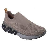 Skechers Men's Mark Nason: Ziggy-Hesh Slip-on Shoes- حذاء سكيتشرز مارك ناسون: زيغي هيش سليب أون للرجال لون بيج ونعل رمادي