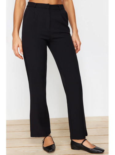 بنطلون تريندول منسوج واسع الساق بطيات للنساء لون أسود