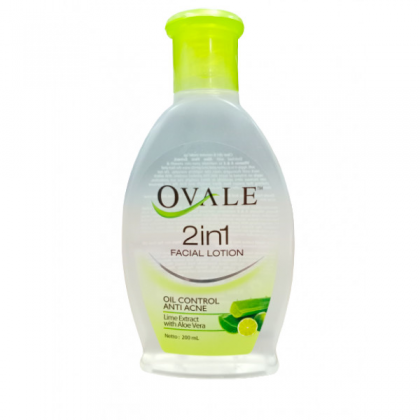 OVALE Facial Lotion Oil Control Anti Acne 2 in 1 - منظف للوجه ومبيض بالألوفيرا والليمون 200 مل