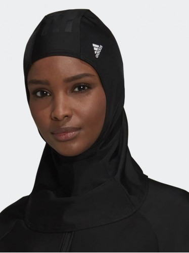 حجاب سباحة بطباعة 3 خطوط من أديداس للنساء لون أسود ADIDAS 3-STRIPES SWIM
