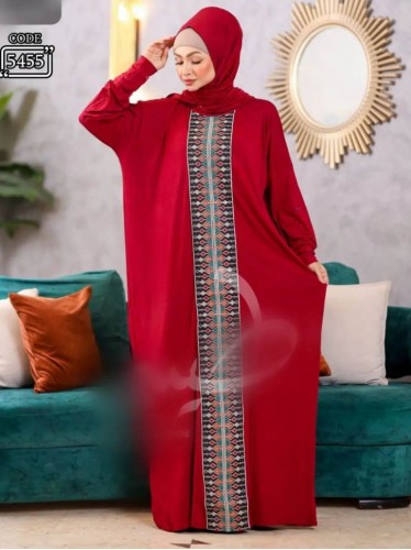 طقم دشداشة صلاة  مع شال مقاس واحد للنساء لون خمري