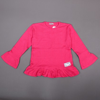 فستان قطن ربيعي للأطفال لون فوشي