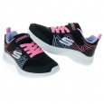 حذاء سكيتشرز مايكروسبيك بلس سويرل سويت للأطفال لون أسود ونعل أبيض- Skechers Kids' Microspec Plus Swirl Sweet Shoes