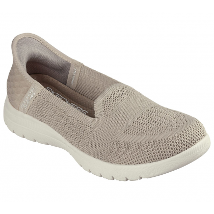 حذاء سكيتشرز سليب انس: أون ذا جو فليكس للنساء لون بيج ونعل أبيض- Skechers Women's Slip-ins: On-the-GO Flex - Serene Shoes