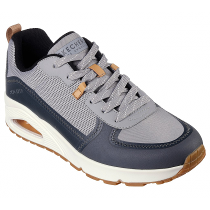 حذاء سكيتشرز أونو - لاايوفر للرجال لون رمادي وكحلي ونعل أبيض- Skechers Men's Uno - Layover Shoes