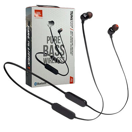 سماعات اذن لاسلكية من جي بي ال لون أسود - JBL Tune 125BT Wireless in-ear headphones