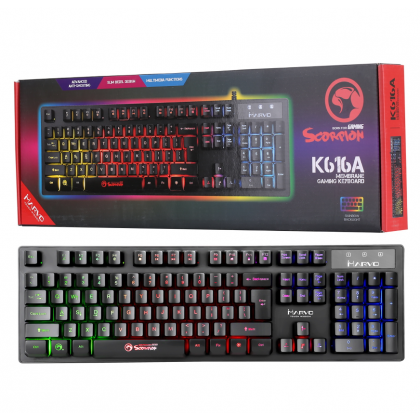 لوحة مفاتيح (كيبورد) سلكي للألعاب من مارفو لون أسود-Marvo K616 RGB Wired Gaming Keyboard