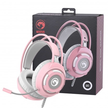 سماعات رأس سلكية من مارفو لون زهري - Marvo Gaming Headphones HG8936 PINK