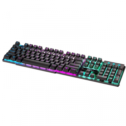 كيبورد العاب KB09 موكسوم اضاءة LED (مفاتيح كاملة 104) - MOXOM MX-KB09, USB Gaming Keyboard Rainbow BackLight