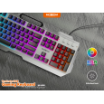 كيبورد العاب KB10 موكسوم اضاءة RGB (مفاتيح كاملة 104) زر FN، (كابل 1.45M) - MOXOM MX-KB10 Gaming Mouse Keyboard Suspension RGB Light Gaming Keyboard