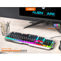 كيبورد العاب KB10 موكسوم اضاءة RGB (مفاتيح كاملة 104) زر FN، (كابل 1.45M) - MOXOM MX-KB10 Gaming Mouse Keyboard Suspension RGB Light Gaming Keyboard