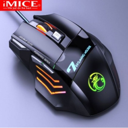 ماوس سلكي ضوئي للألعاب I MICE Gaming X7 لون أسود مع إضاءة LED بألوان متعددة