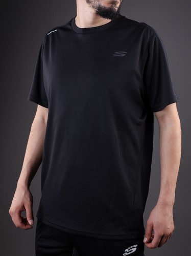 تيشيرت سكيتشرز قطنية للرجال لون اسود