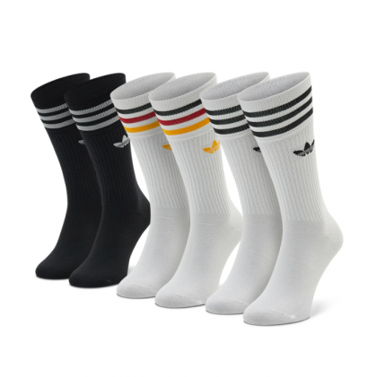 adidas Unisex' Solid Crew Socks (3 Pairs)- جوارب اديداس سويلد كرو (3 أزواج) للأطفال للجنسين بألوان متعددة