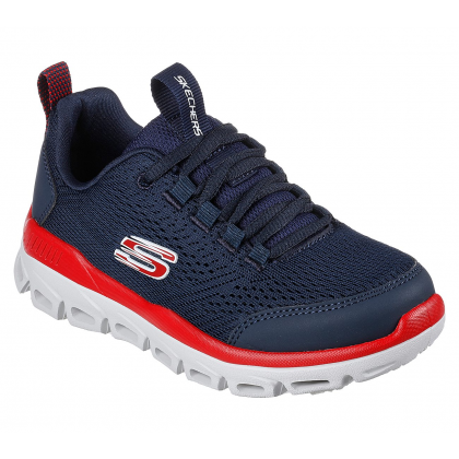 حذاء سكيتشرز جلايد ستيب للأطفال لون كحلي وأبيض- Skechers Glide Step Low Top Shoes