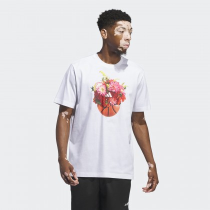 تيشيرت اديداس فلورال هوبس جرافيك للرجال لون ابيض-adidas Mens' Floral Hoops Graphic Tee - White