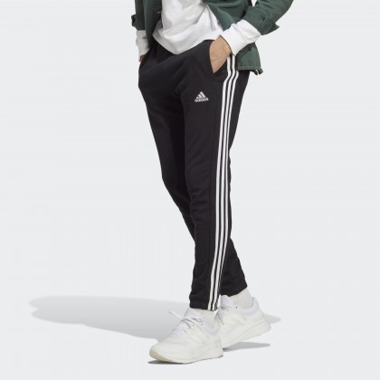 بنطلون اديداس للرجال لون اسود-adidas Men's Essentials French Terry Tapered Elastic Cuff 3-Stripes Joggers Pants