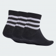 adidas Unisex' 3-Stripes Cushioned Mid-Cut Socks (3 Pairs) - Black- جوارب اديداس ثلاث خطوط كوشينيد ميد كت للجنسين لون اسود