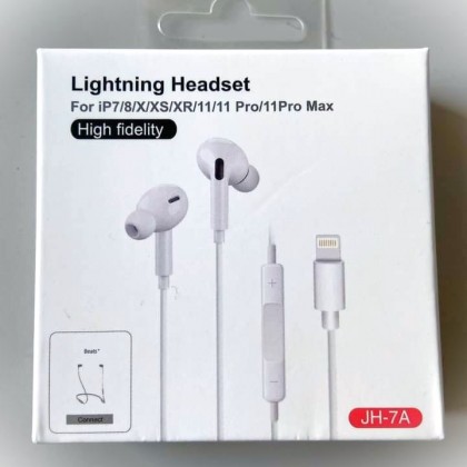 سماعة أذن أيفون سلكية مع جلدة - تدعم Lightning Headset for iP7/8/X/XR/11/11 Pro/11 Pro Max/12