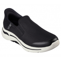 Skechers Men's Slip-ins: GO WALK Arch Fit - Hands Free Shoes - حذاء سكيتشرز ليب اون: جو ووك ارتش فيت هاند فري للرجال لون اسود ونعل ابيض