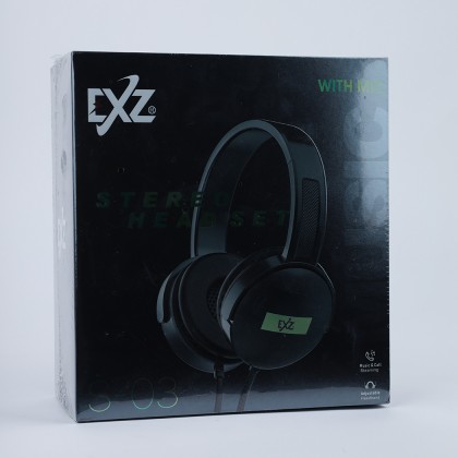 سماعة اذن سلكية مع ميكروفون لون اسود- EXZ STEREO Headset S-03