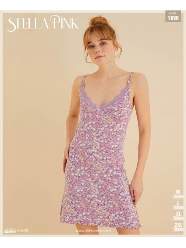 قميص نوم للنساء لون نهدي مورد