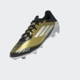 adidas Unisex' F50 League Messi Firm/Multi-Ground Soccer Cleats Boots - Gold - حذاء اديداس اف 50 ليجا ميسي فيرم ملتي جراوند للجنسين لون ذهبي وابيض